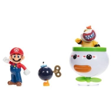 World of Nintendo Set 2 figurine articulate Mario si Bowser Jr. Clown Car 6 cm
