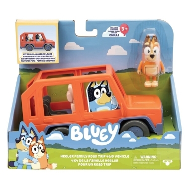 Bluey Set figurina articulata si vehicul Familia Heeler Road Trip